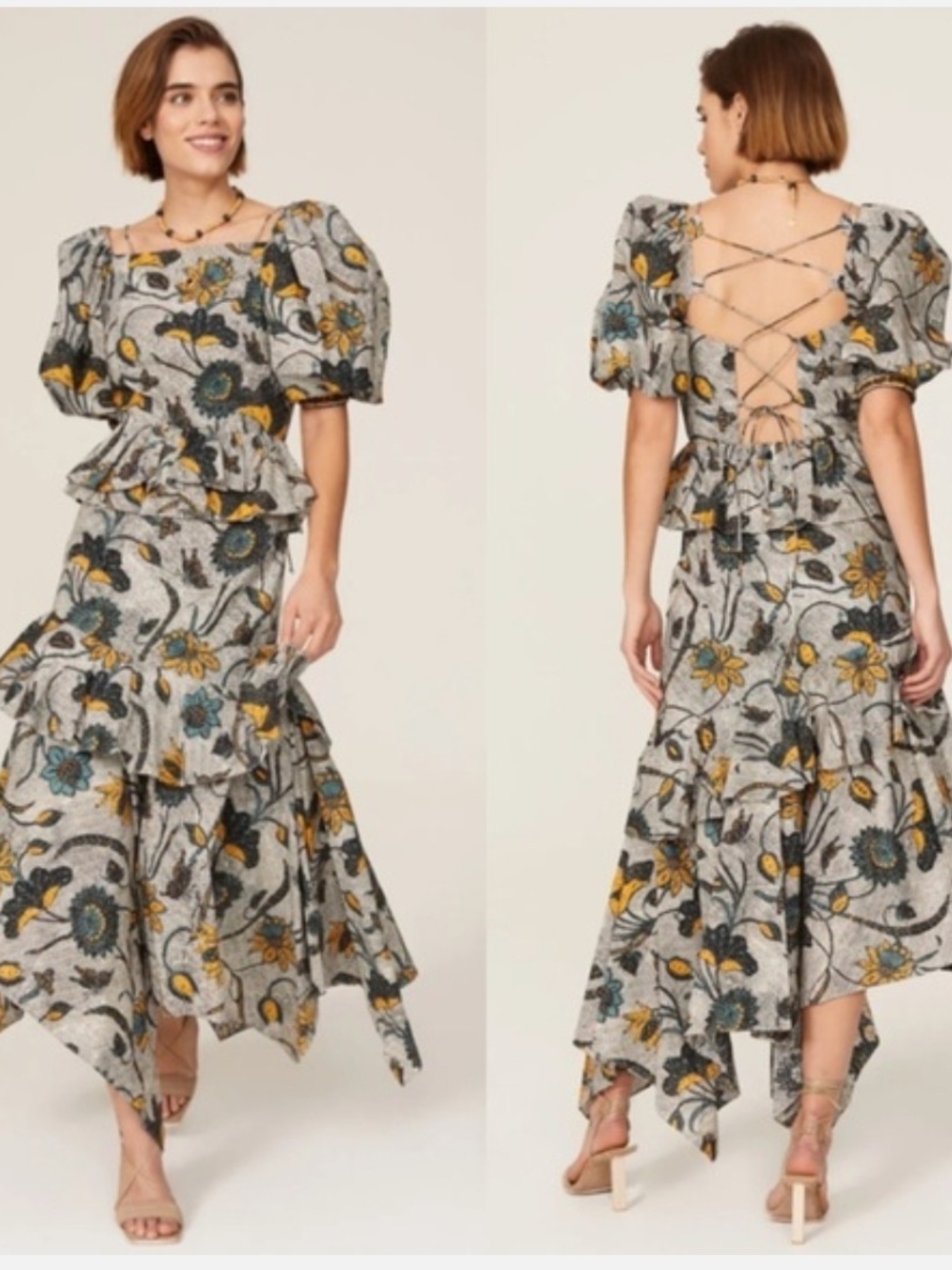 Ulla Johnson Marie Tie Back Floral Cotton Midi Dress Size 10 $595